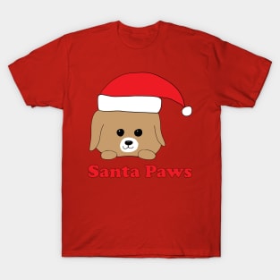 Santa Paws Dog in Christmas Hat T-Shirt